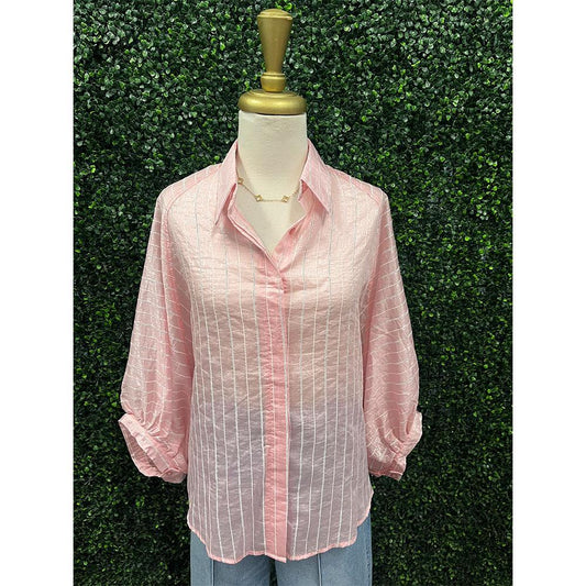 Kimmie Pink Sheer Stripe Top