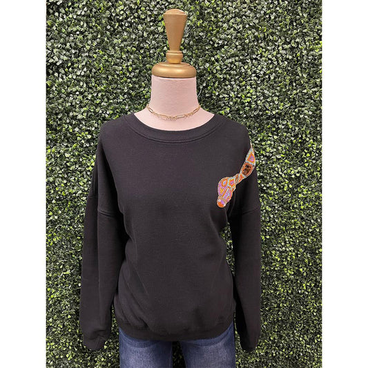 Black Sequin Snake Sweater