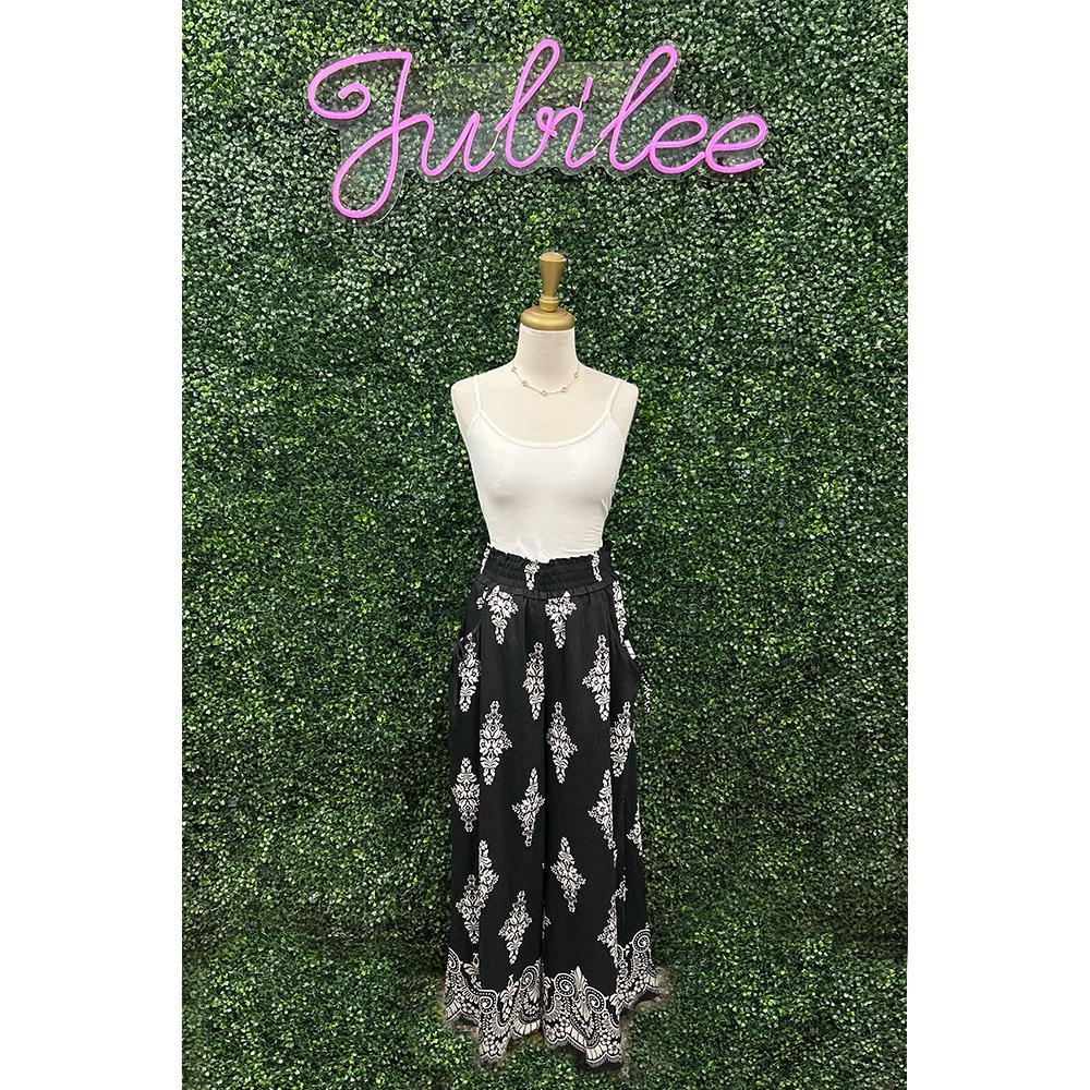 Tasha Black Mix Relaxed Fit Pants