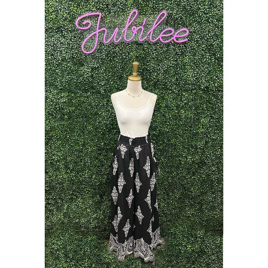 Tasha Black Mix Relaxed Fit Pants