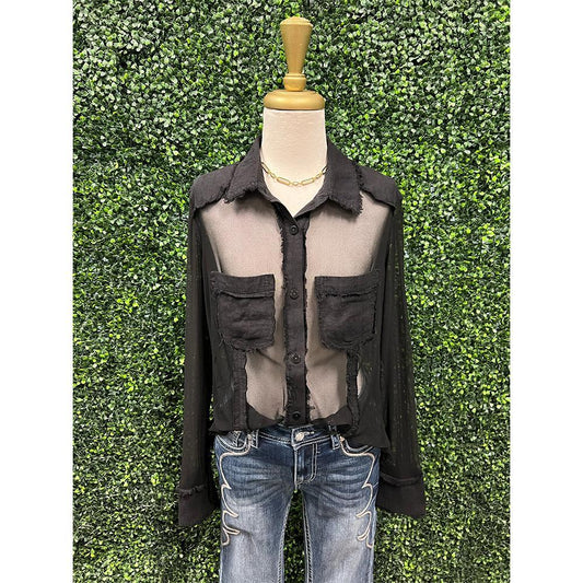 Bonnie Black Mesh Top