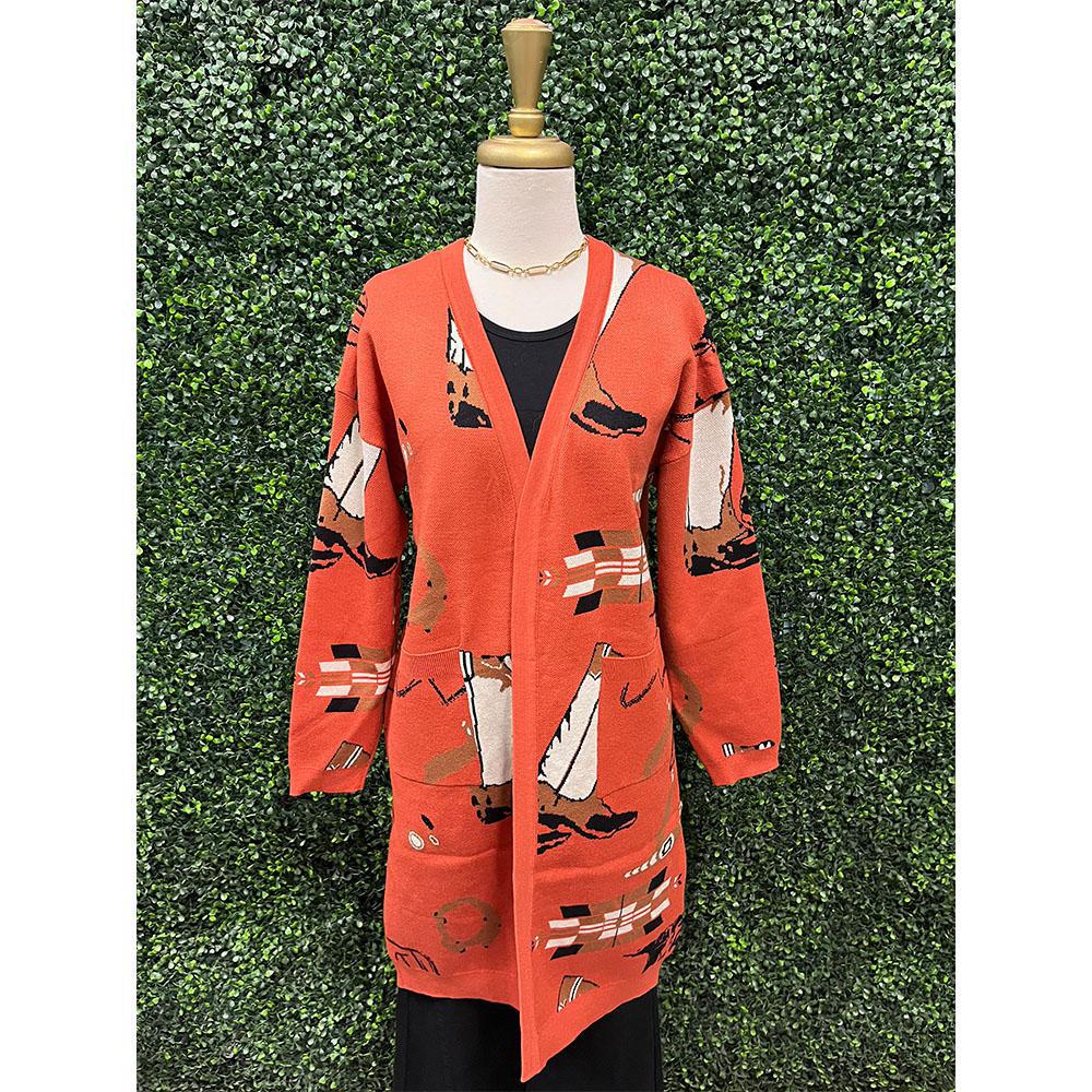 Rust Western Boots Cardigan