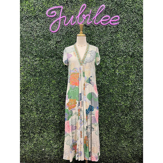 Amaryllis Maxi Dress Green Beige