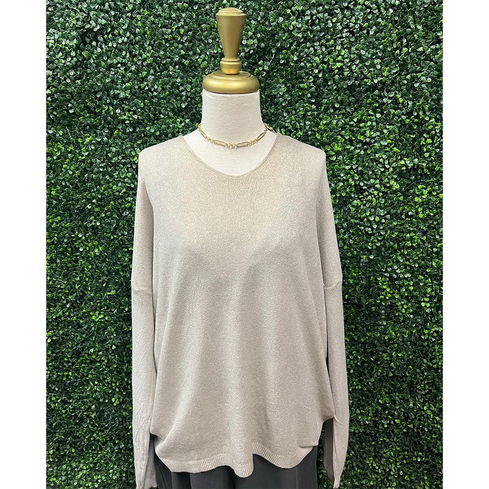 Beige Gold Wash Knit Top