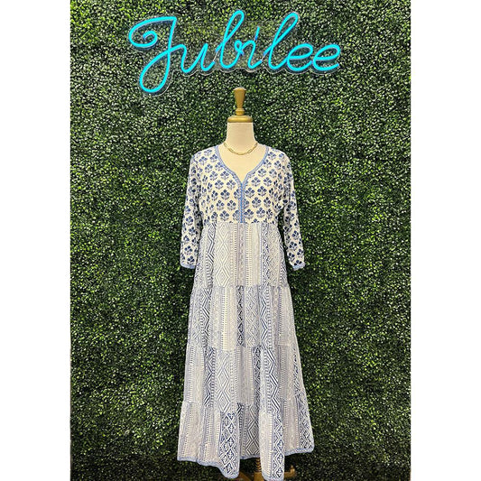 Hilda Blue Print Midi Dress