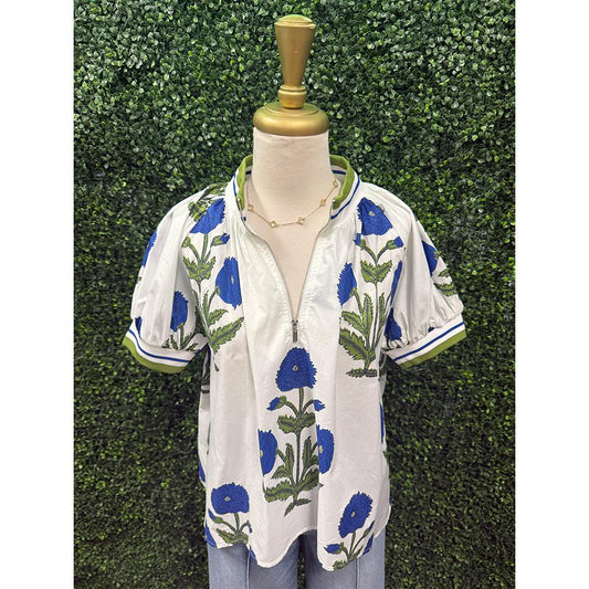 Kayla Blue Mix Floral Top