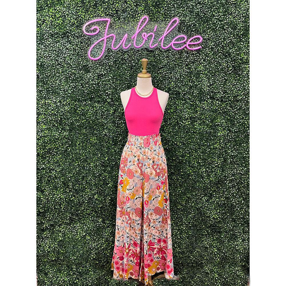 Rose Pink Floral Pants