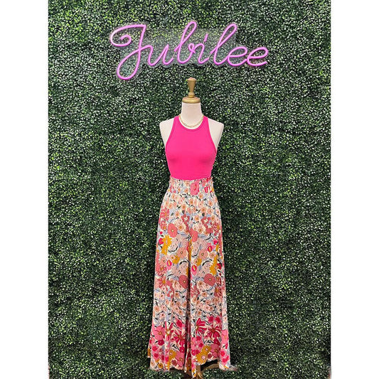 Rose Pink Floral Pants