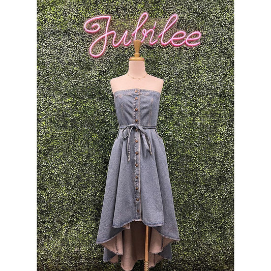 Midnight Volume Denim Midi Dress
