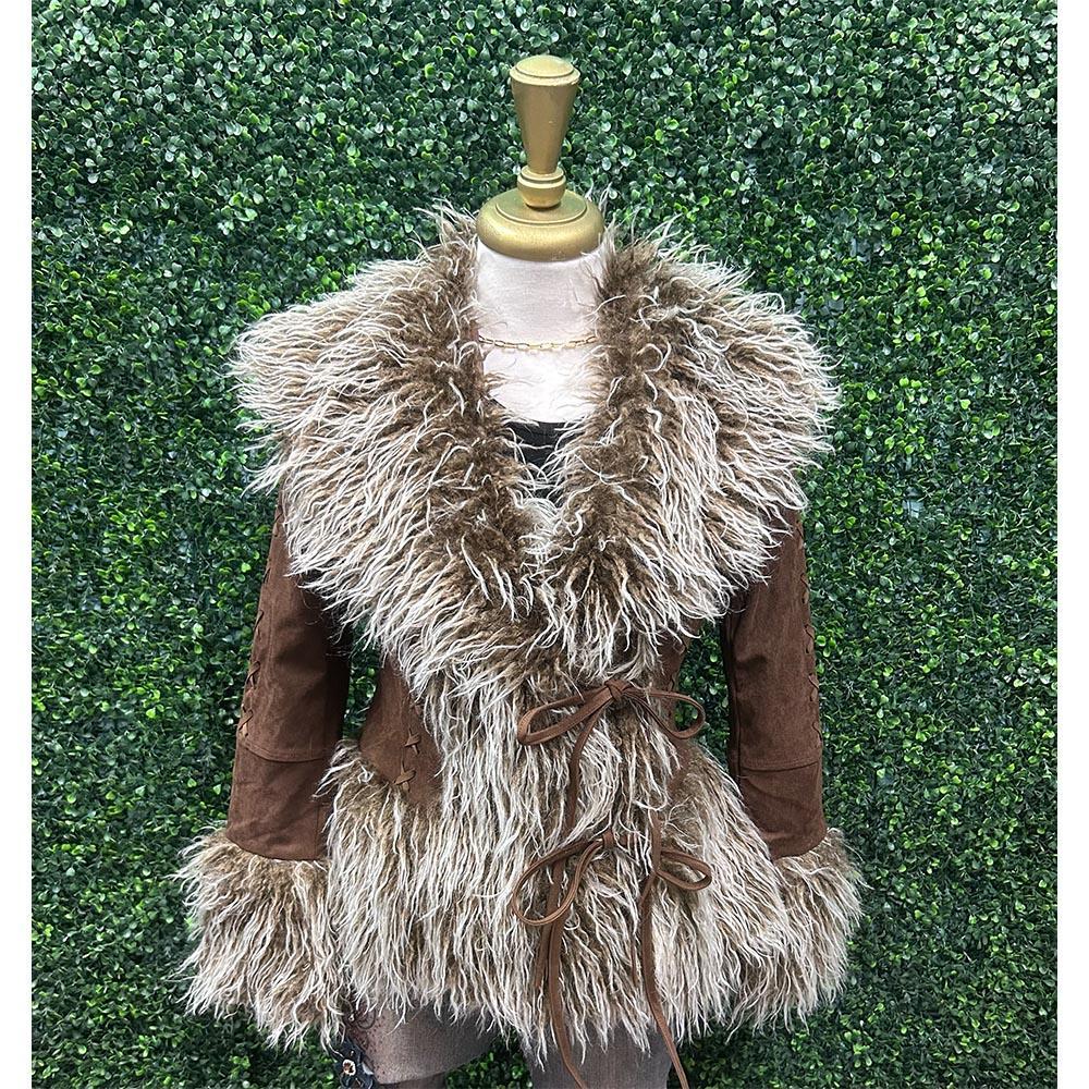 Renesmee Western Faux Fur Lace-Up Jacket