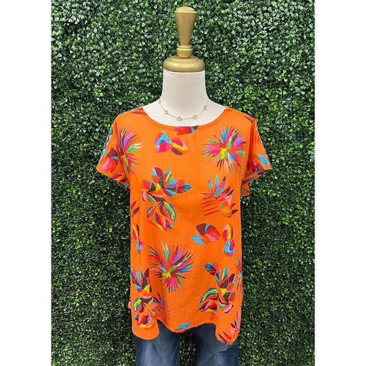 Artisan Orange Fiesta Leaf Kona Tee