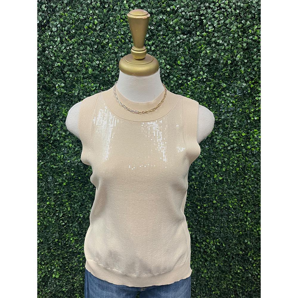 Deena Beige Sequin Tank