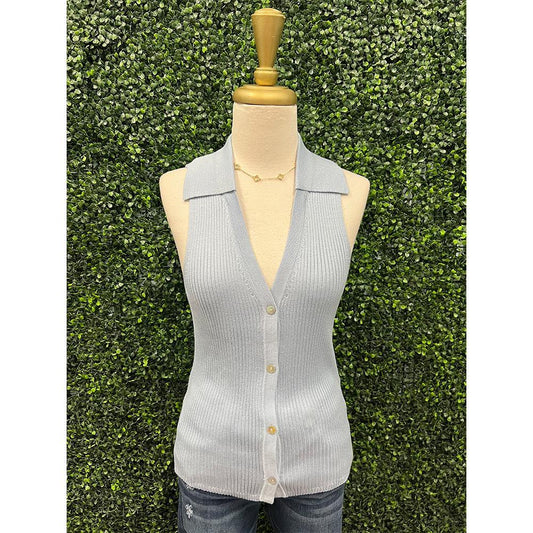 Novie Button Up Tank in Sky Blue