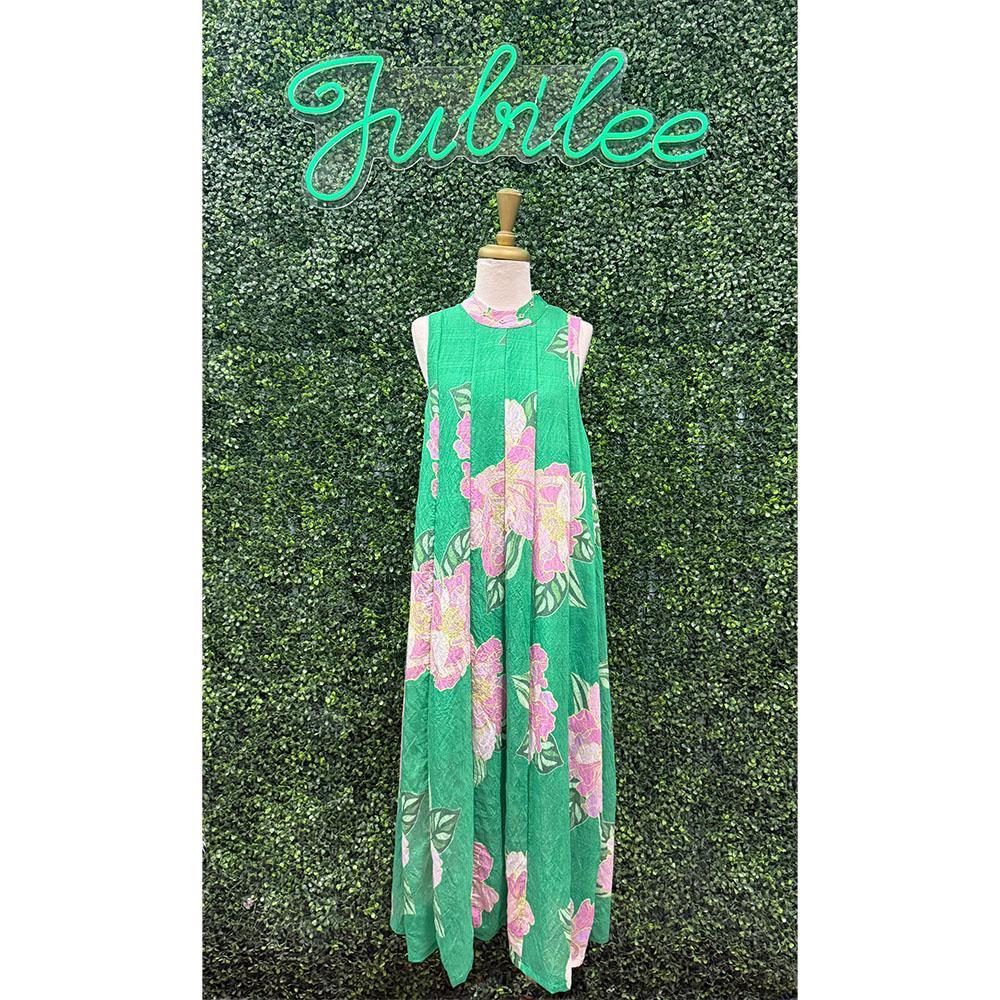 Rae Botanical Sleeveless Back Tie Midi Dress