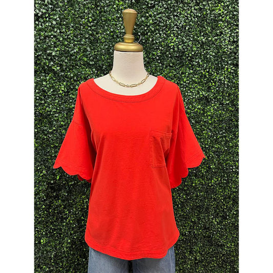 Cynthia Red Round Neck Top