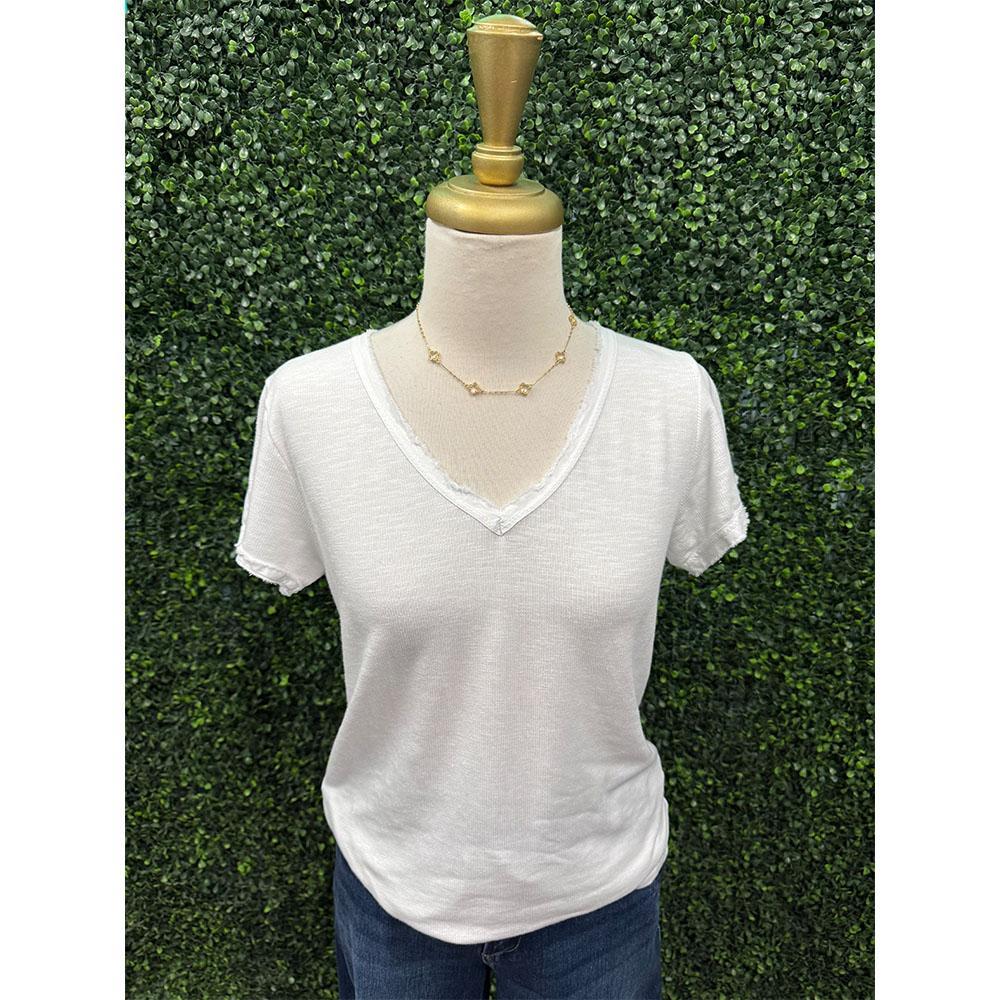 Jolene White Frayed Top