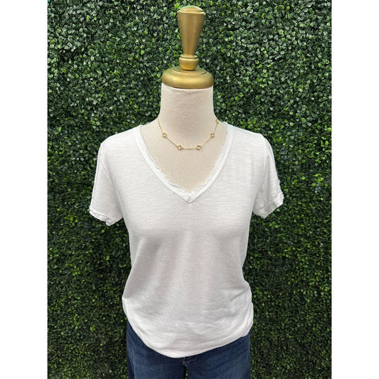 Jolene White Frayed Top