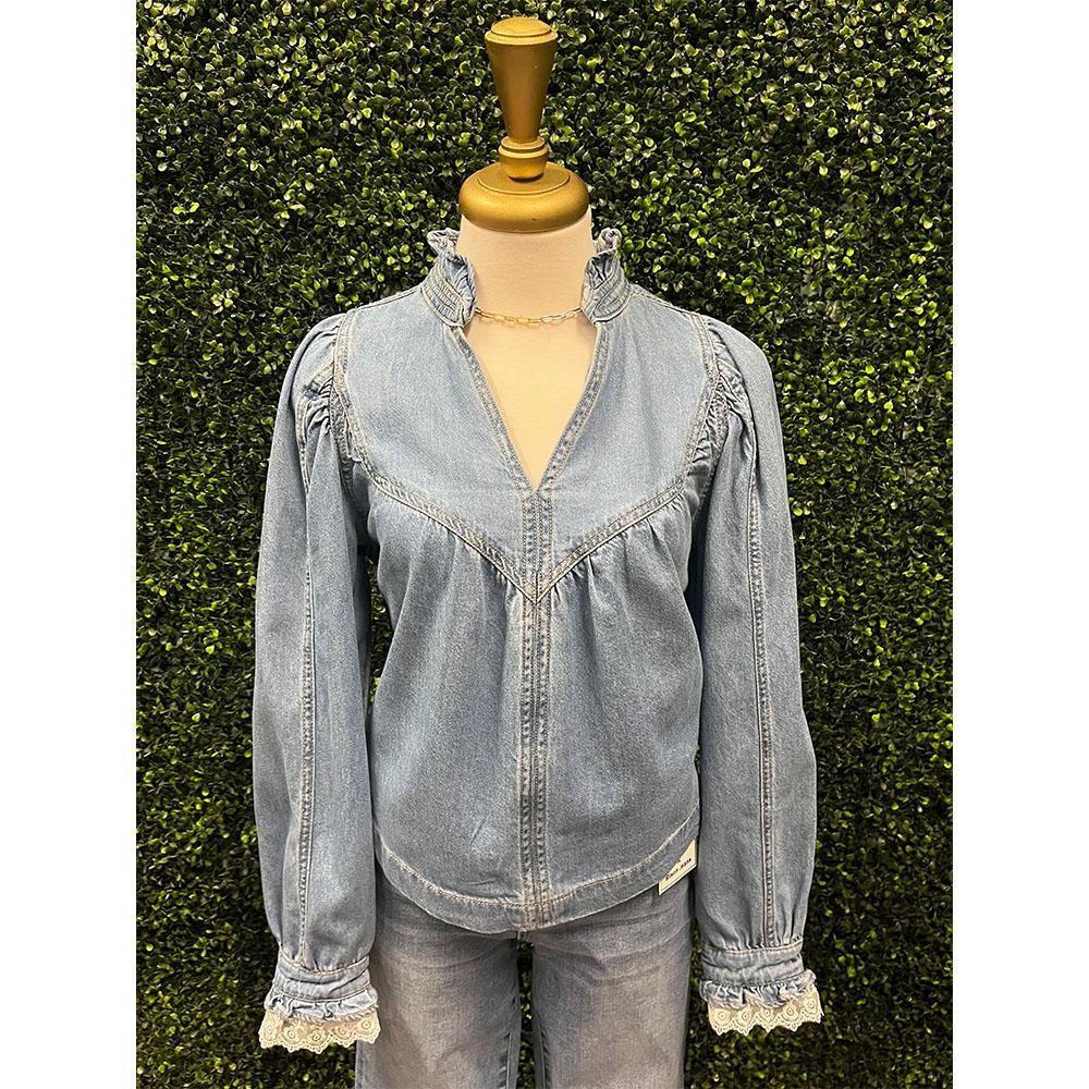Loretta Denim & Lace Blouse