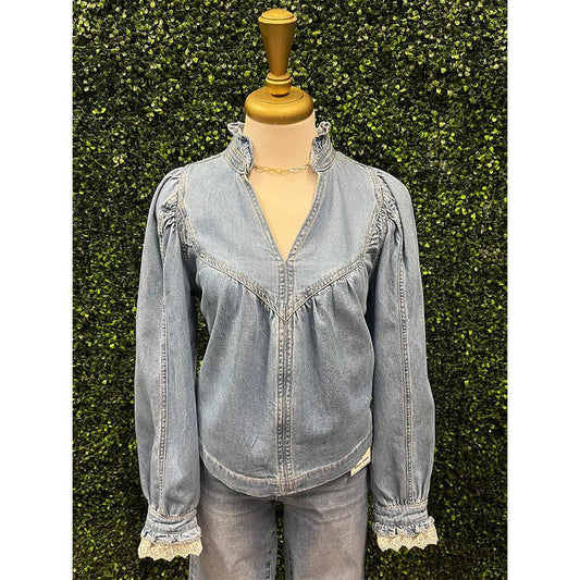 Loretta Denim & Lace Blouse