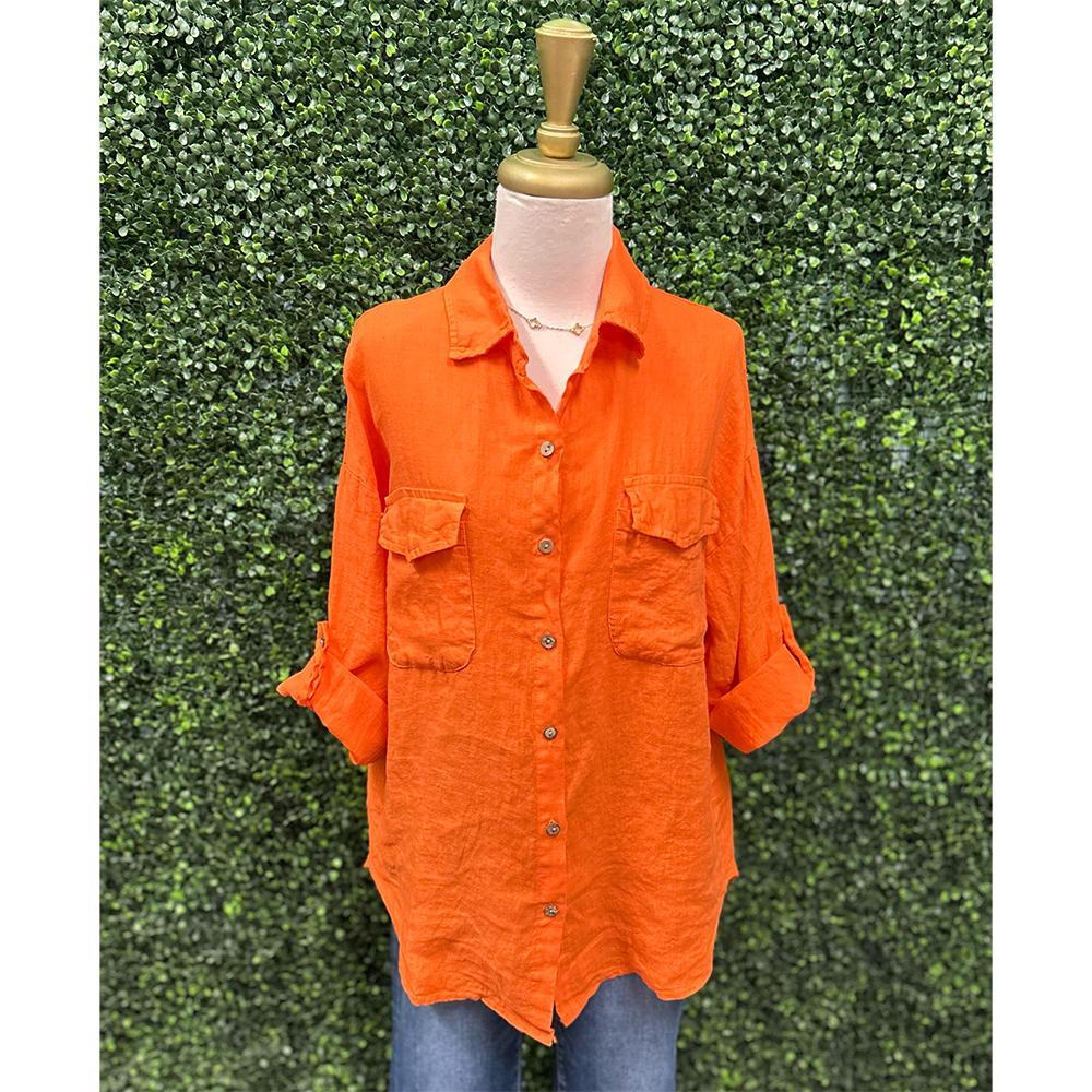 Rilan Orange Linen Top