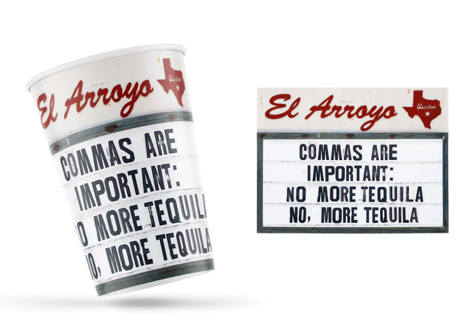 Commas are Important El Arroyo Party Cups