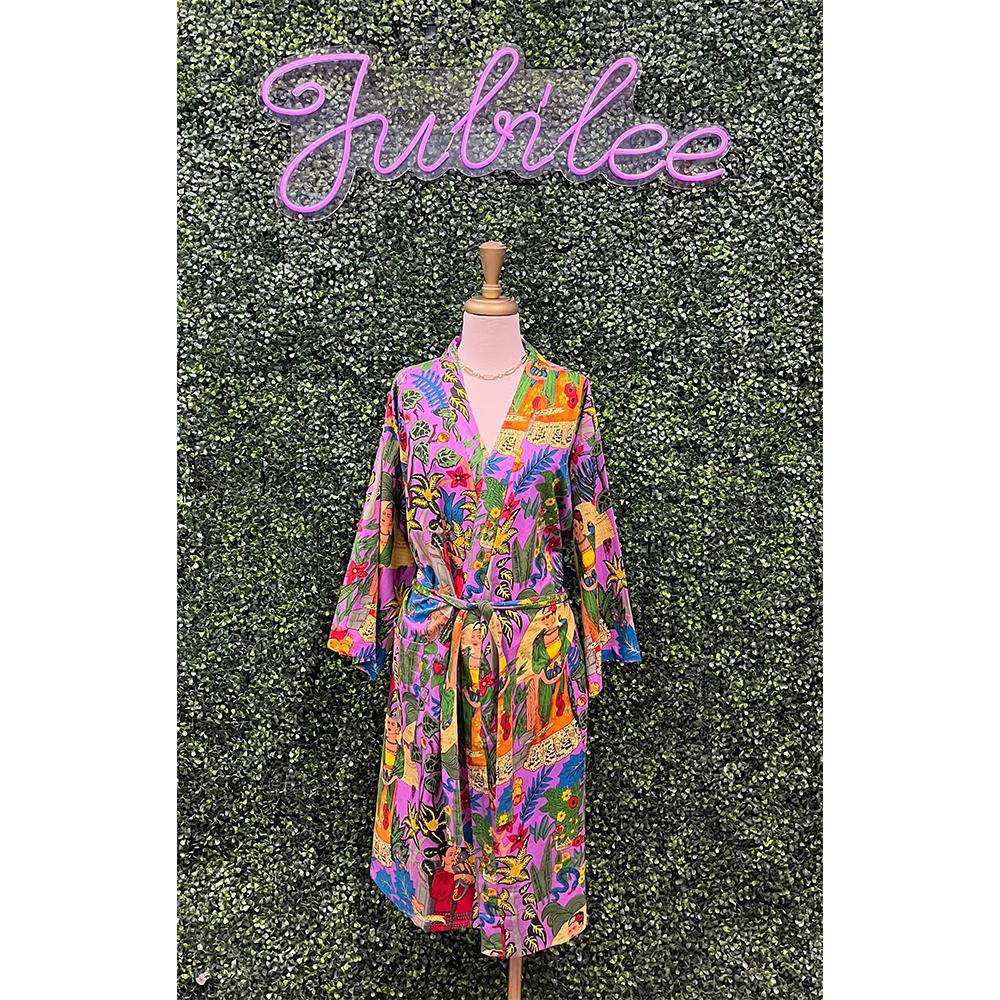 Purple Floral Frida Kimono