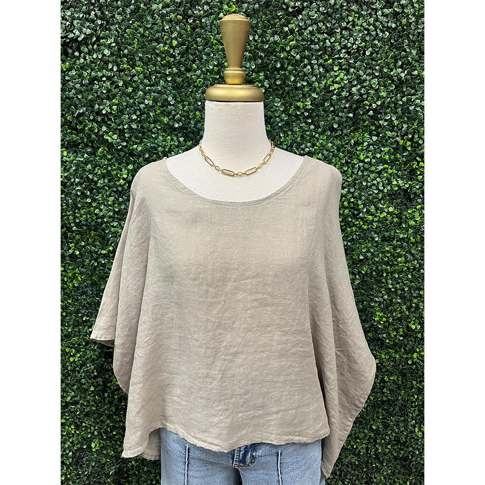 Isla Taupe Linen Poncho