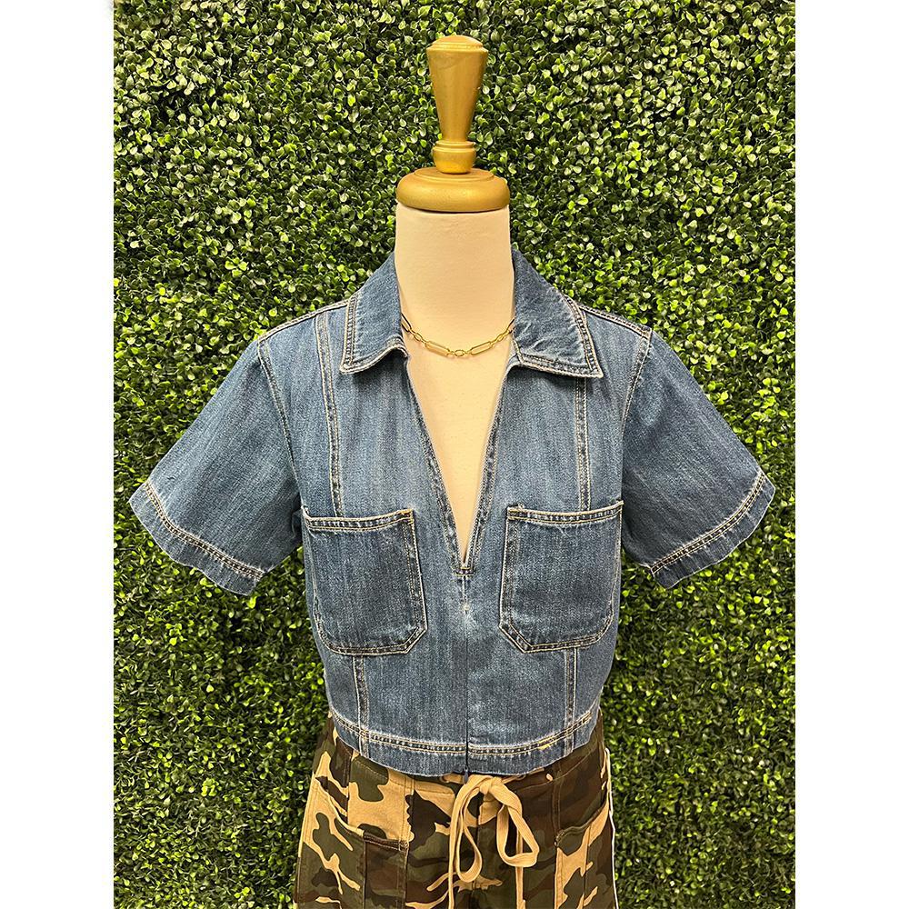 Joanni Short Sleeve Denim Top