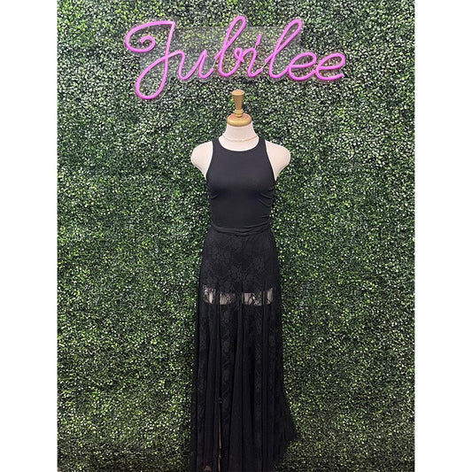 Roxie Black Sheer Lace Maxi Skirt