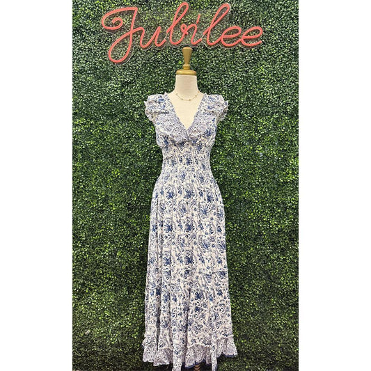 Cammie White & Blue Floral Dress