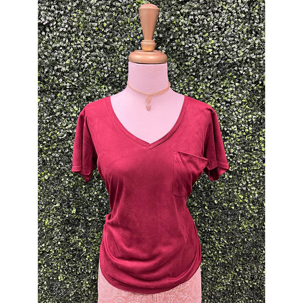 Compote Phoenix Suede V-Neck Pocket Tee