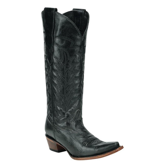Black Embroidery Tall Top Western Boots
