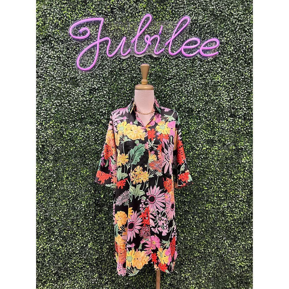 Gabriel Black Floral Shirt Dress