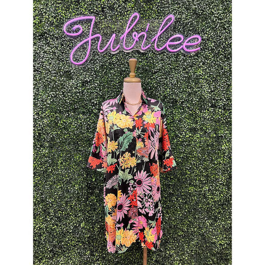 Gabriel Black Floral Shirt Dress