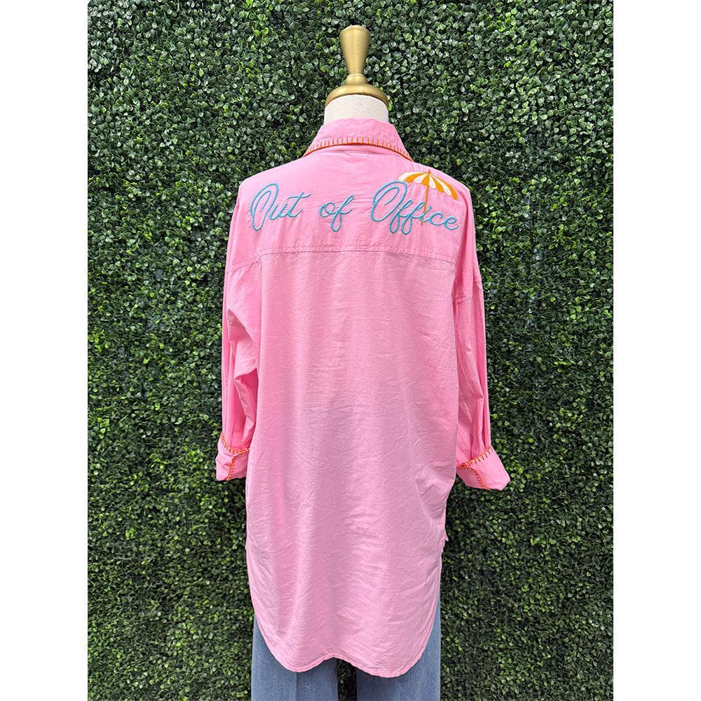 "Vacay/Out Of Office" Cover-Up Shirt