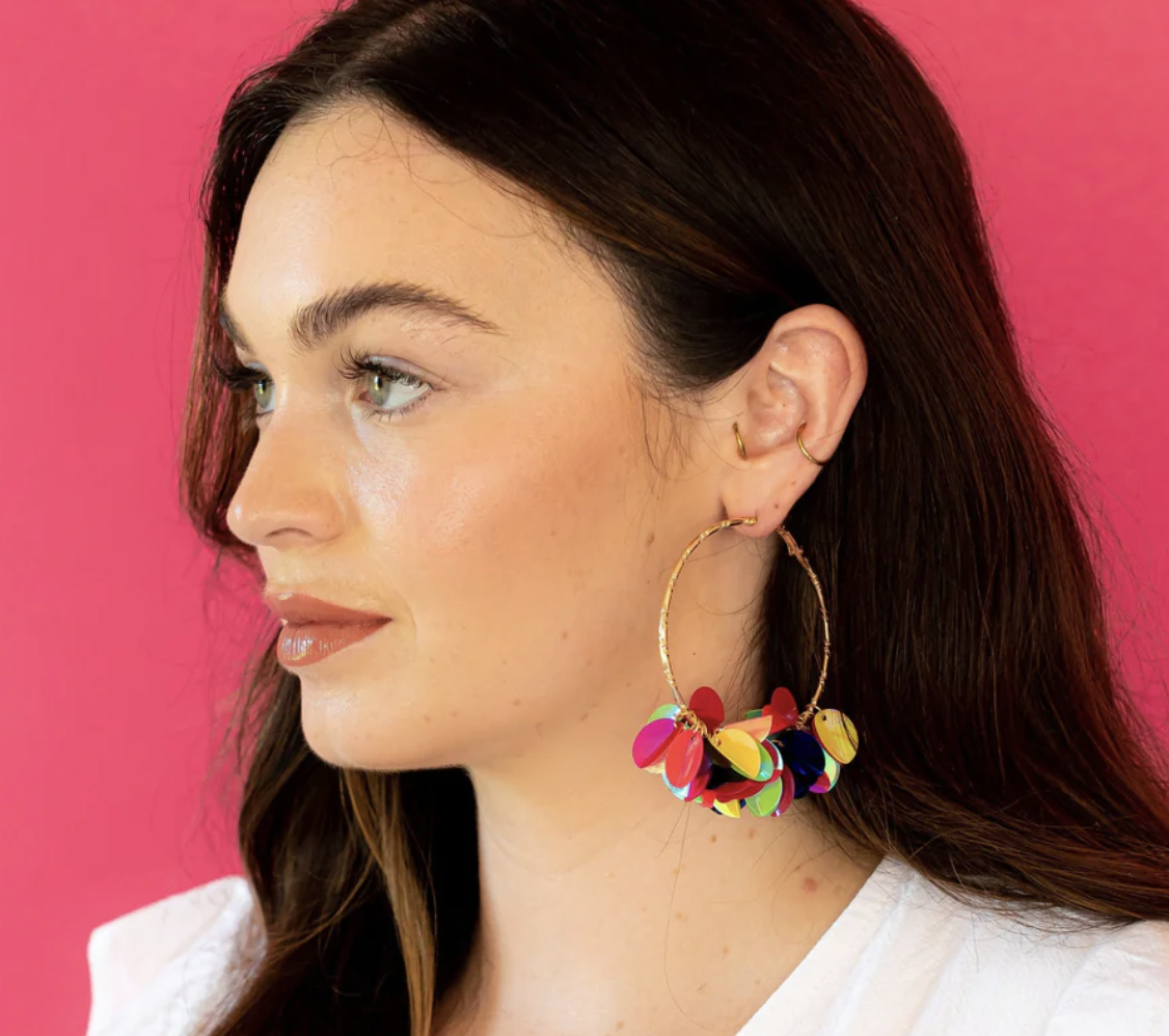 Multicolor Sequin Hoop Earrings