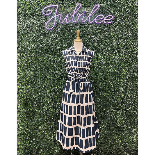 Charlotte Navy Abstract Midi Dress
