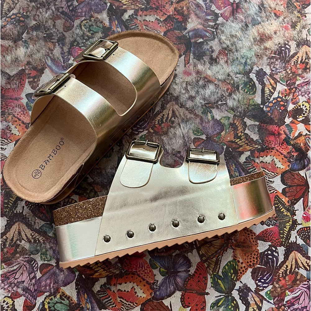 Naomi Gold Platform Sandals