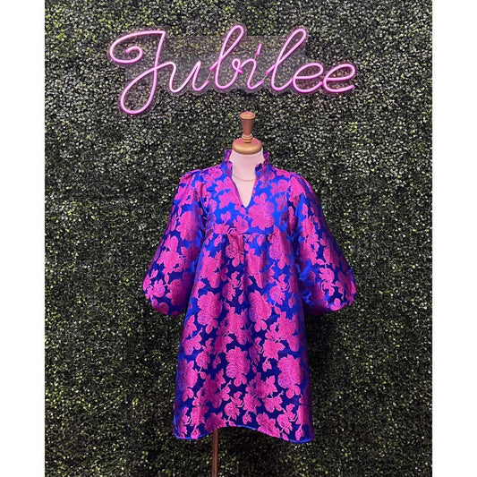 Tamika Royal Blue Pink Jacquard