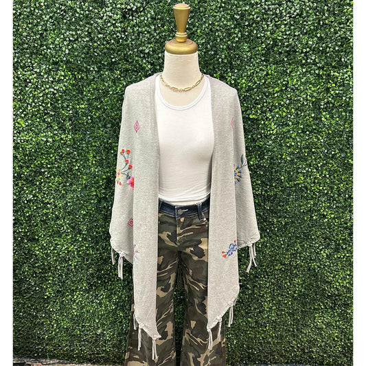 Quetzal Gray Fringe Cardigan