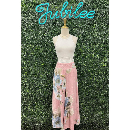 Stella Mauve Floral Print Smocked Pants