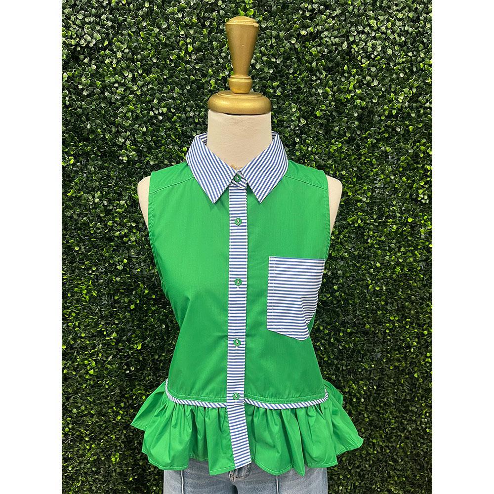 Destiny Green Blue Stripe Top