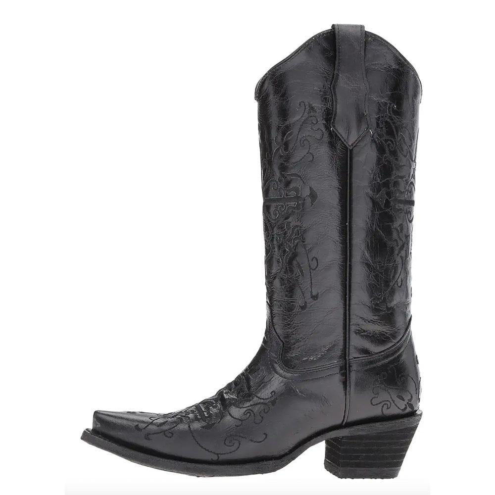 Black Cross Embroidered Boots by Circle G L5060