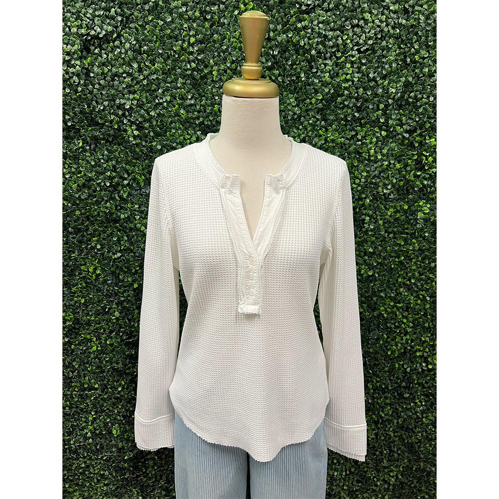 Luna White Henley Top