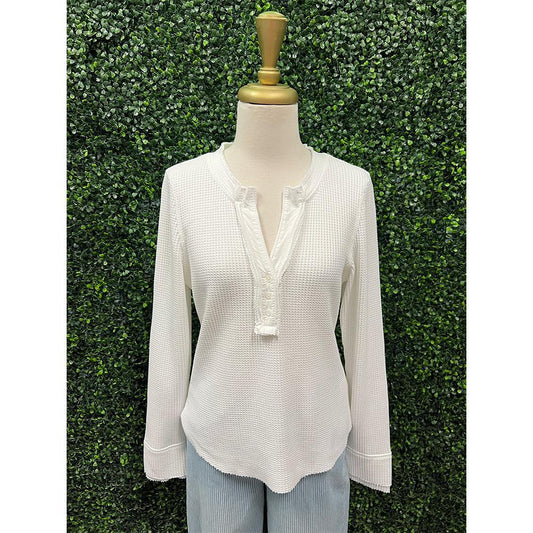 Luna White Henley Top