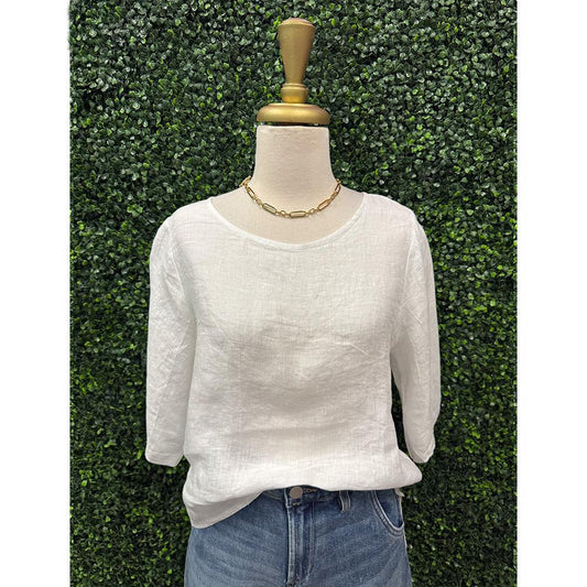 Brooke White Linen Top