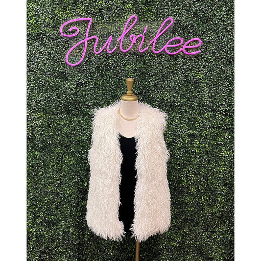 White Faux Fur Vest