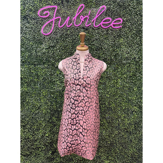 Petal Pink Animal Jacquard Mini Dress