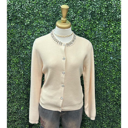 Felicity Cream Ribbed Knit Cardigan
