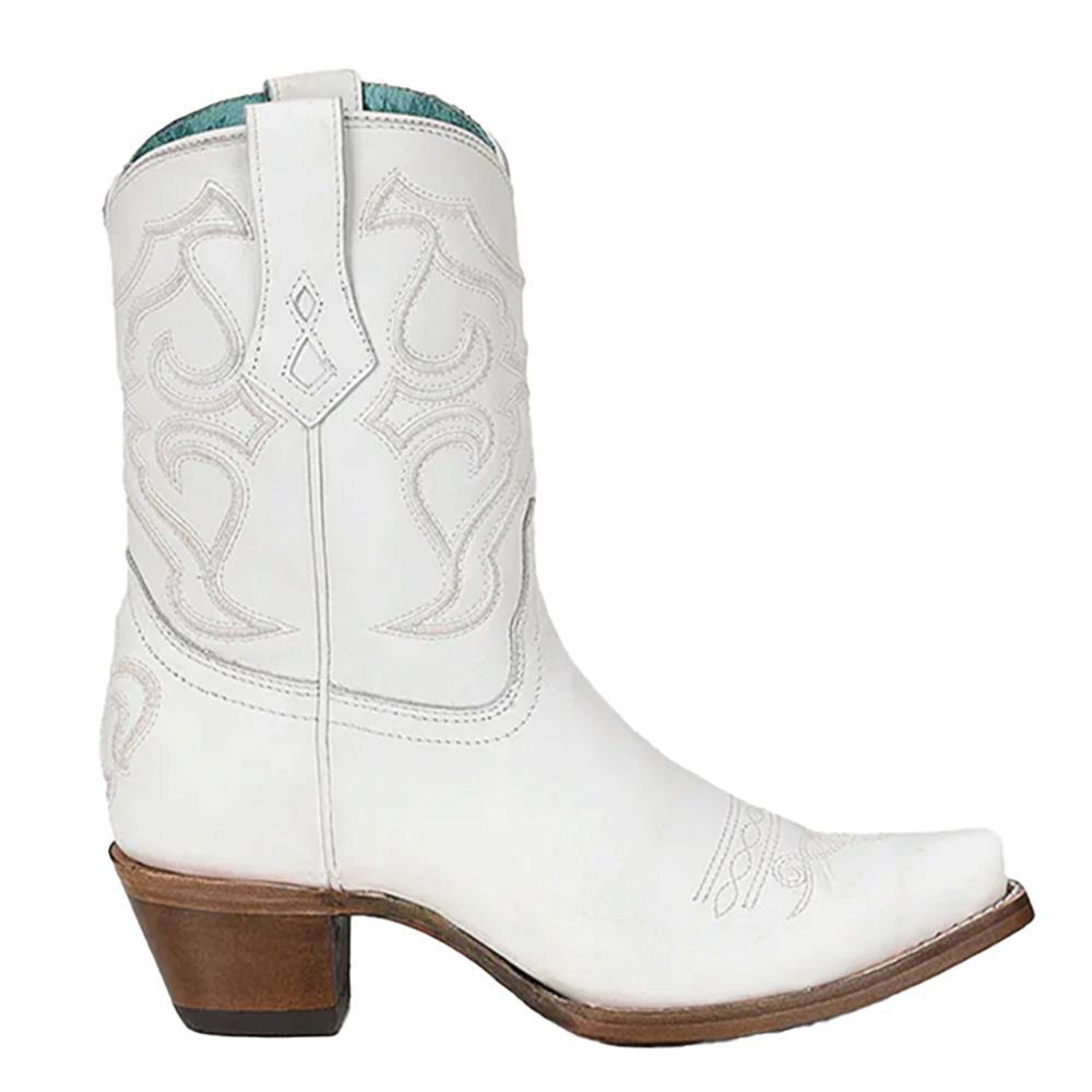 Corral White Embroidery Cowboy Ankle Boots Z5071